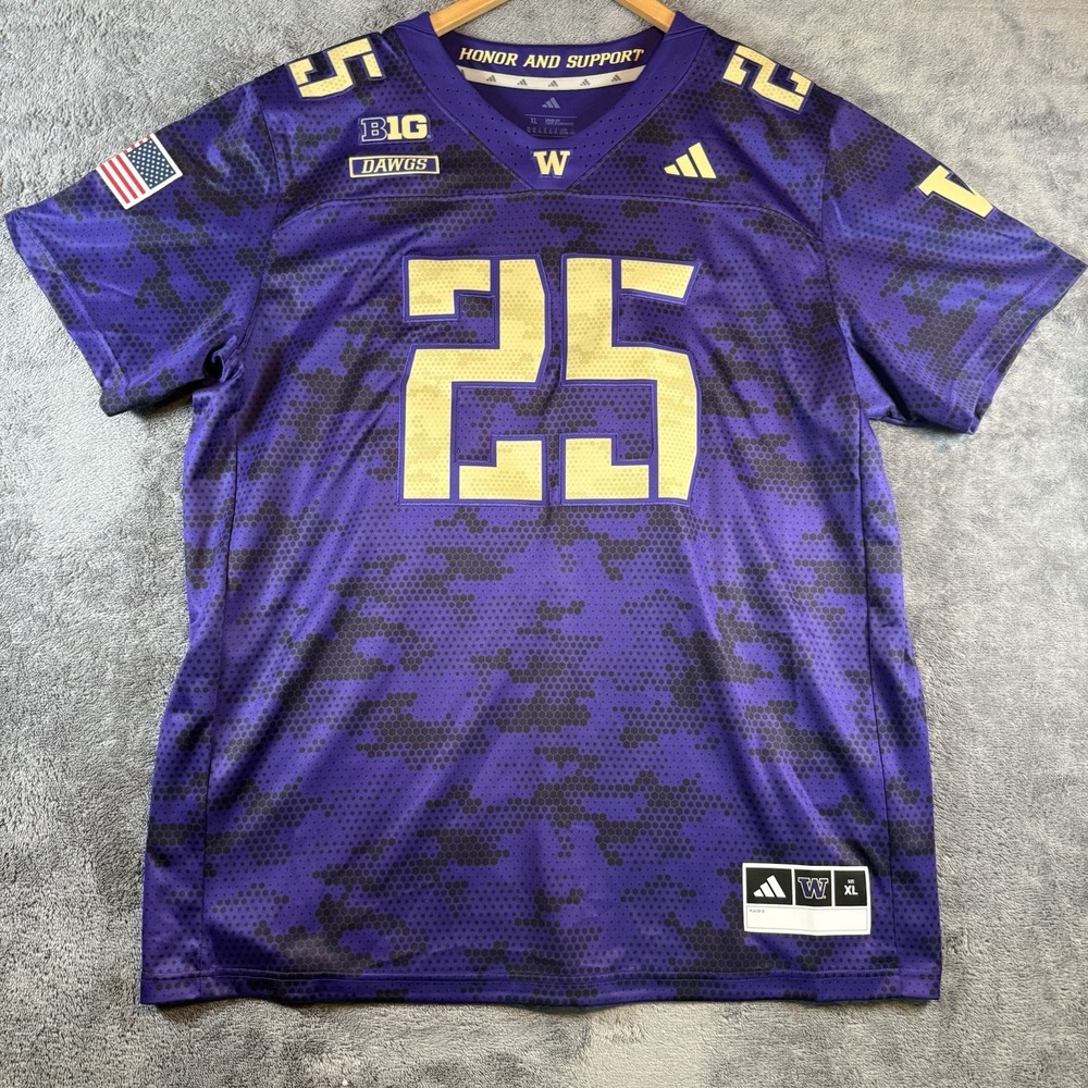 Adidas Washington Huskies Honor Support Camo Football Jersey Size XL #25